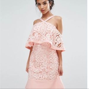 Jarlo Petite Off Shoulder Cutwork Lace Mini Dress - inspired by Self Portrait